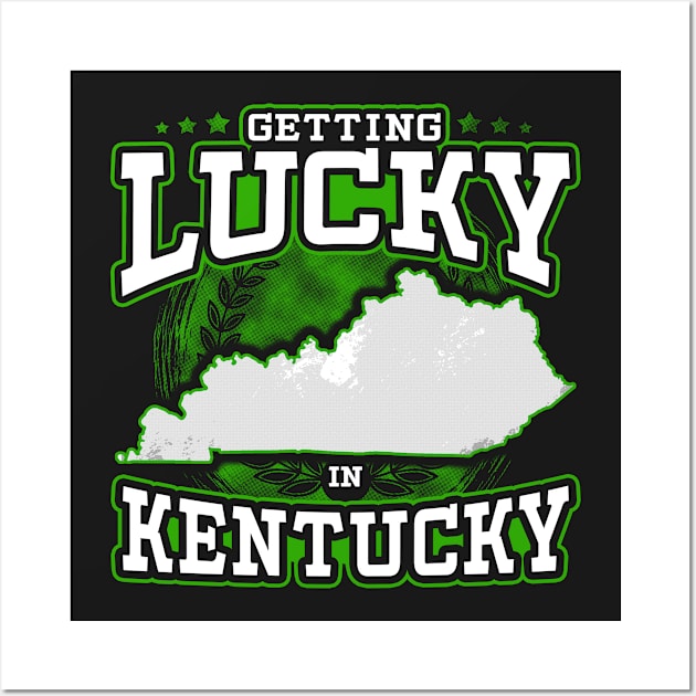 Lucky in Kentucky State Green Map Wall Art by jaybeebrands